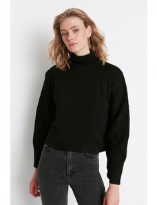 Trendyol Collection Čierny základný sveter s rolákom