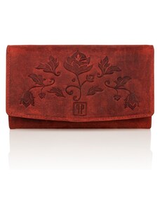 PAOLO PERUZZI Dámska kožená peňaženka s RFID | červená T-01-RD