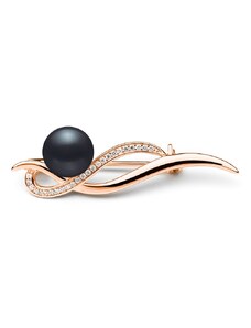 Gaura Pearls Stříbrná brož s černou perlou Stephanie Gold, stříbro 925/1000