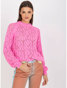 Basic Ružový sveter s dlhými rukávmi RUE PARIS