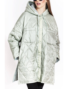Ann Gissy Dámska prešívaná oversize bunda v mätovej farbe s kapucňou (AG5-010)