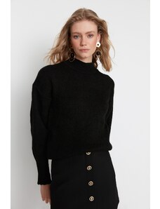 Trendyol Collection Čierny sveter s mäkkou textúrou základného úpletu