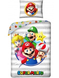 Halantex Bavlnené posteľné obliečky Super Mario - Nintendo Official licensed product - 100% bavlna - 70 x 90 cm + 140 x 200 cm