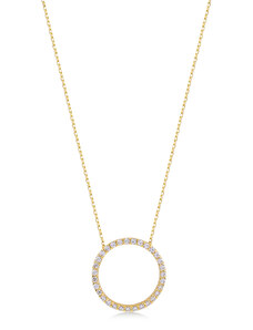 Lillian Vassago Elegantný zlatý náhrdelník s krúžkom a zirkónmi LLV82-GN001Y