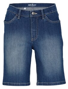 bonprix Rovné džínsové bermudy, Mid Waist, farba modrá