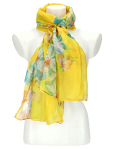 Cashmere Letní dámský barevný šátek v motivu květů 180x71 cm žlutá