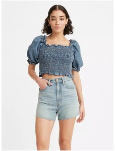 Levi's Blue Ladies Cropped Blouse with Balloon Sleeves Levi's - Ladies