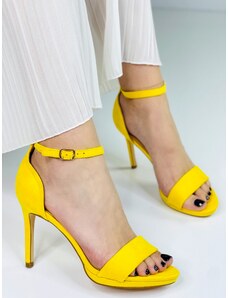 Webmoda Semišové dámske sandále na vysokom opätku - žlté