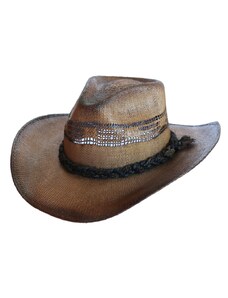 Béžový slamený westernový klobúk - Stars and Stripes - Tico