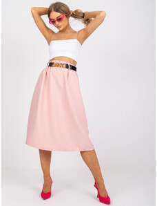 ITALY MODA Dámska svetlo-ružová trapézová midi sukňa s vreckami