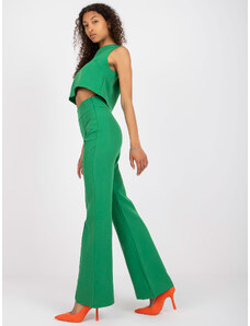 ITALY MODA Dámsky zelený elegantný komplet s nohavicami s vysokým pásom