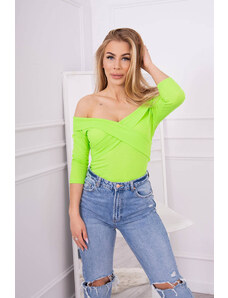 Kesi Green neon blouse with V-neck