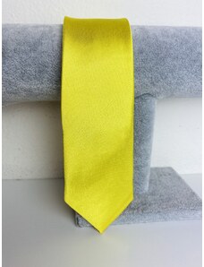 Webmoda Pánska žltá saténová úzka kravata