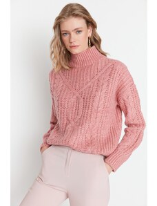 Trendyol Collection Púdrový sveter s golierom s mäkkou textúrou
