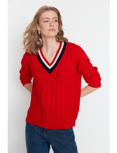 Trendyol Collection Červený oversize úpletový sveter