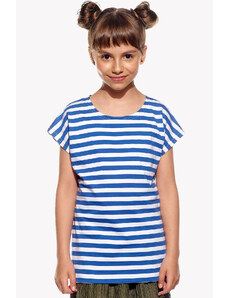Dievčenské tričko nepískacie, farba pásik modrý, veľkosť 86