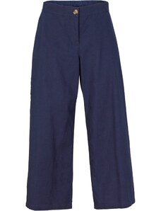 bonprix Plátené nohavice Culotte s pohodlným pásom, farba modrá