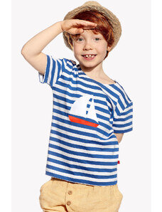 Piskacie Chlapčenské tričko s loďkou, farba pásik modrý, veľkosť 86