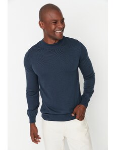 Trendyol Collection Základný sveter Indigo Slim Fit s polovičným rolákom