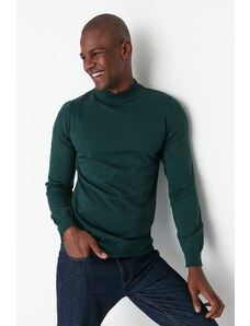 Trendyol Collection Zelený Slim Fit Polovičný rolák Základný sveter