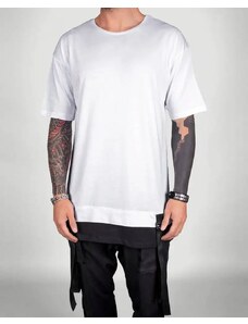 Fashionformen Predlžené pánske tričko s trakmi BI Liquid biele