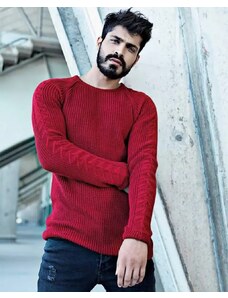 Fashionformen Zaujímavý pánsky sveter so vzorom červený LAGOS 2307