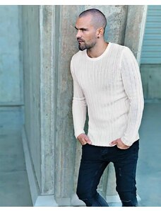 Fashionformen Štýlový biely pánsky sveter so vzorom LAGOS 2381