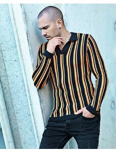 Fashionformen Trendový čierno-oranžový pánsky sveter LAGOS 2423
