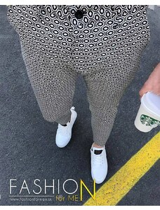 Fashionformen Extravagantné pánske elegantné nohavice čierno-biele DJP42