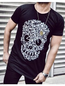 Fashionformen Čierne pánske tričko so zaujímavou potlačou OT SS
