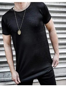 Fashionformen Štýlové pánske vzorované tričko čierne OT SS