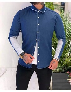 Fashionformen Štýlová pánska rifľová košeľa modrá MR Chic