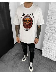 Fashionformen Štýlové pánske tričko biele Black Island Metallica