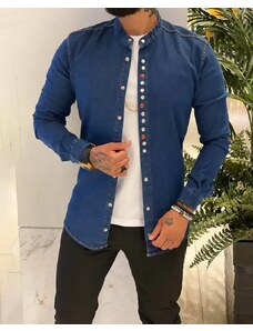 Fashionformen Tmavo-modrá pánska rifľová košeľa MR Chic