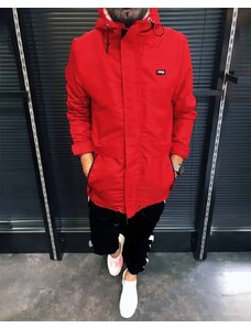 Fashionformen Predlžená pánska prechodná bunda parka červená W001