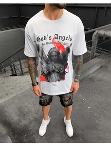 Fashionformen Pánske biele tričko Black Island Angel