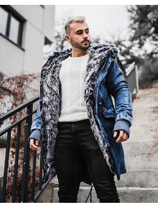 Fashionformen Rifľová pánska zimná bunda parka modrá OJ Denim