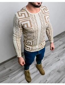 Fashionformen Béžový pánsky sveter so vzorom LAGOS North