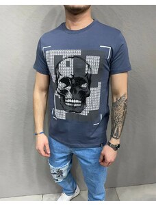 Fashionformen Modré pánske tričko 2Y Premium Skull