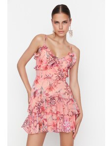 Trendyol Collection Viacfarebné podšité šifónové elegantné večerné šaty s kvetinovým vzorom