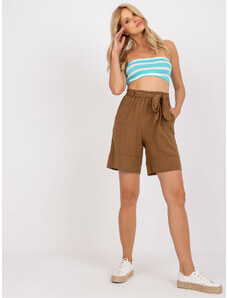 Fashionhunters Brown casual cotton shorts with pockets OCH BELLA