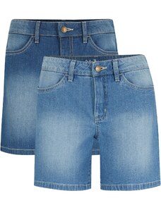 bonprix Džínsové strečové šortky, 2 ks, farba modrá