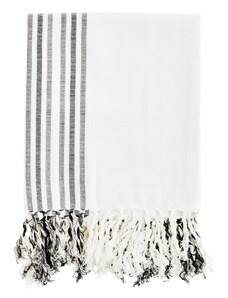 MADAM STOLTZ Bavlnený uterák so strapcami Off White 100×180 cm