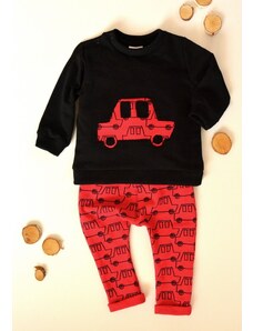 K-Baby Sada triko/mikinka + tepláčky Army - čierna/červená