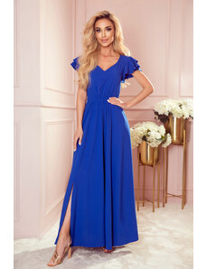 NUMOCO Modré šaty s volánikmi na rukávoch GLORIA 310-3