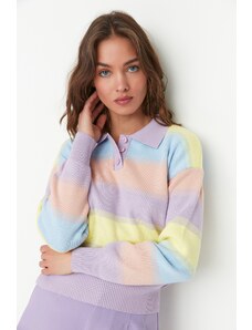 Trendyol Blue Color Block Pletený sveter