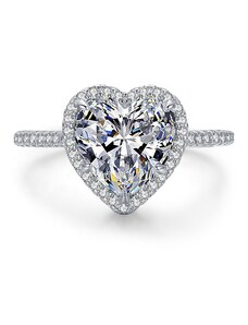 Royal Fashion strieborný rhodiovaný prsteň Brúsené srdce HA-JZ1480-SILVER