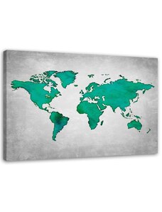 Gario Obraz na plátne Zelená mapa sveta na betóne Rozmery: 60 x 40 cm