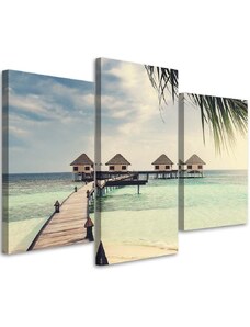 Gario Obraz na plátne Tropické chaty na nábreží - 3 dielny Rozmery: 60 x 40 cm