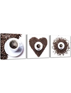 Gario Sada obrazov na plátne Coffee heart - 3 dielna Rozmery: 90 x 30 cm